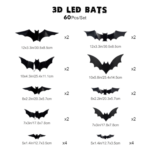 🦇Halloween 3D LED Glowing Bat Wall Decals - Spooky Light-Up Decor