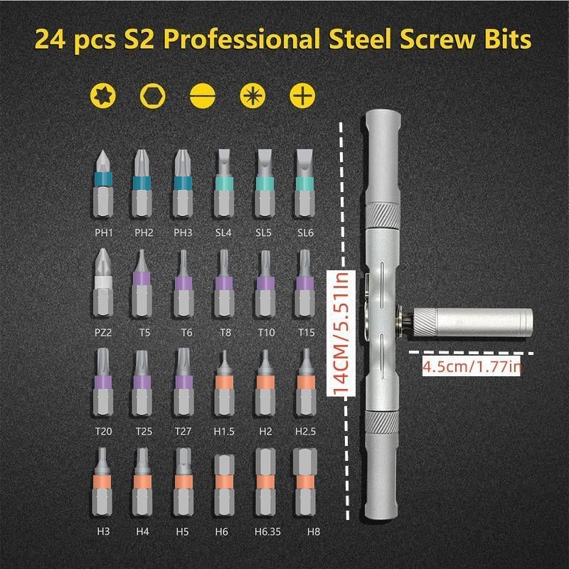 🛠️Multi-Purpose 24-in-1 Magnetic Ratcheting Screwdriver Set - Precision Repair Tool Kit