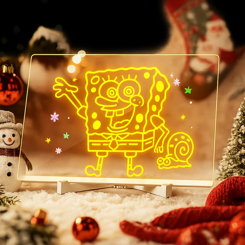 🎄Best Christmas Gift🎄 Acrylic Dry Erase Neon Art Board with Markers