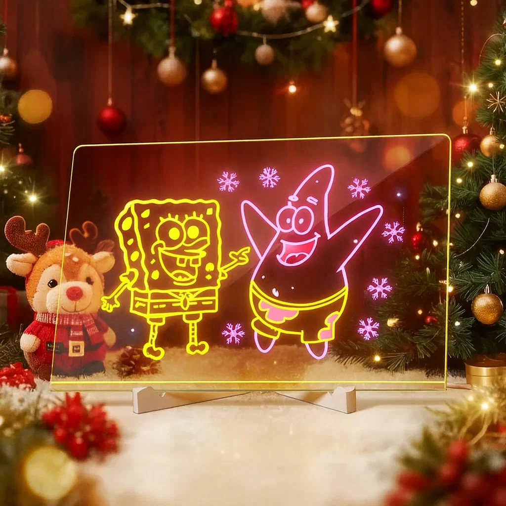 🎄Best Christmas Gift🎄 Acrylic Dry Erase Neon Art Board with Markers