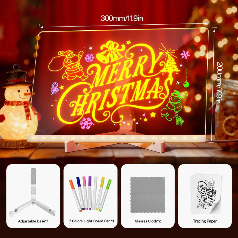 🎄Best Christmas Gift🎄 Acrylic Dry Erase Neon Art Board with Markers