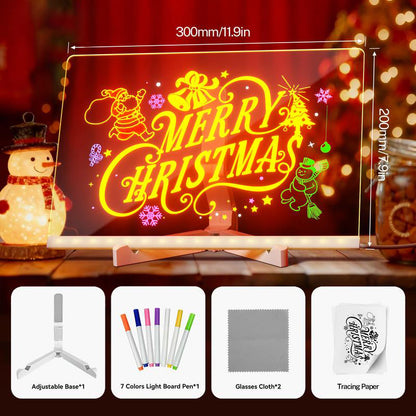 🎄Best Christmas Gift🎄 Acrylic Dry Erase Neon Art Board with Markers