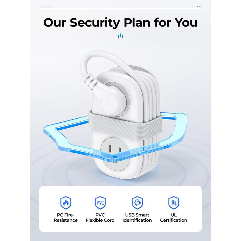 Travel Power Strip, 4 Outlets 3 USB Ports (1 USB C) with 4FT Wrapped Short Extension Cord Small Power Strip, Compact for Hotel Travel Essentials Cruise Approved