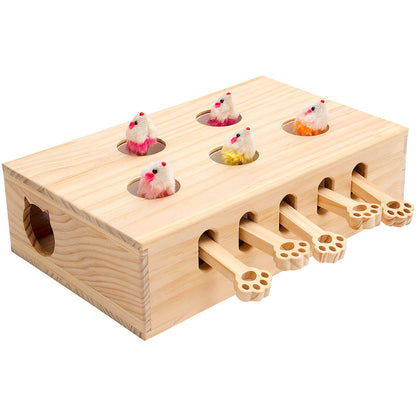 Wooden Whac-A-Mole Toy for Cat