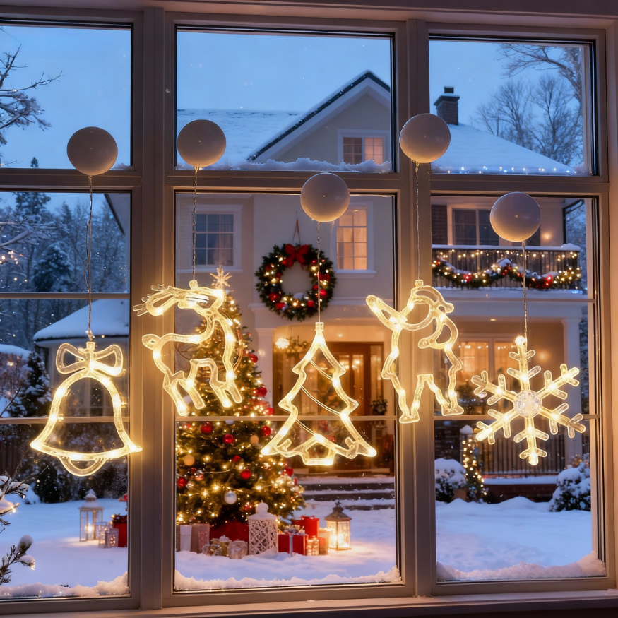 🎄 Christmas Flash Deal 🎁 49% OFF ✨ LED Suction Cup Christmas Lights — Cozy Holiday Home Décor!