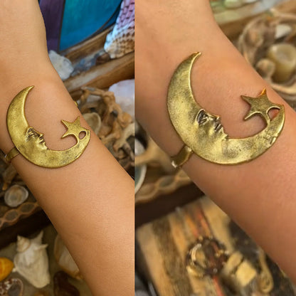 Luna & Solace Guiding Light Star and Moon Open Bracelet