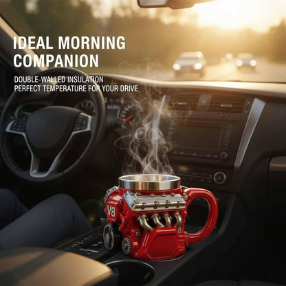 🔨✨Retro V8 Engine Coffee Mug – Realistic Design, Stainless Steel Construction