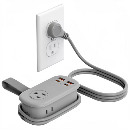 Travel Power Strip, 4 Outlets 3 USB Ports (1 USB C) with 4FT Wrapped Short Extension Cord Small Power Strip, Compact for Hotel Travel Essentials Cruise Approved