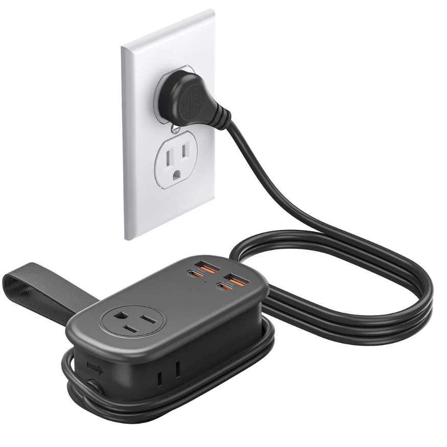 Travel Power Strip, 4 Outlets 3 USB Ports (1 USB C) with 4FT Wrapped Short Extension Cord Small Power Strip, Compact for Hotel Travel Essentials Cruise Approved