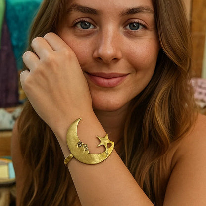 Luna & Solace Guiding Light Star and Moon Open Bracelet