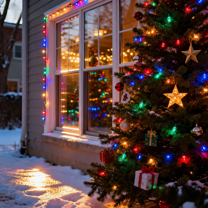 🎄 Christmas Sale - 59% OFF 🎁 🎄90s Retro Christmas Curtain Lights💡 — Multicolor LED Fairy Lights for Bedroom, Party & Holiday Decor🎁