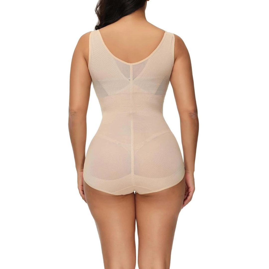 Mesh Criss-Cross Firm Control Shaping Bodysuit