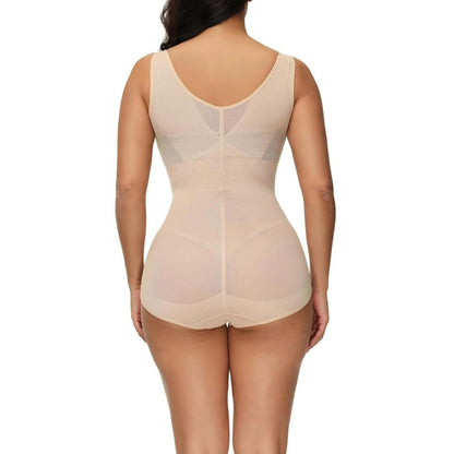 Mesh Criss-Cross Firm Control Shaping Bodysuit