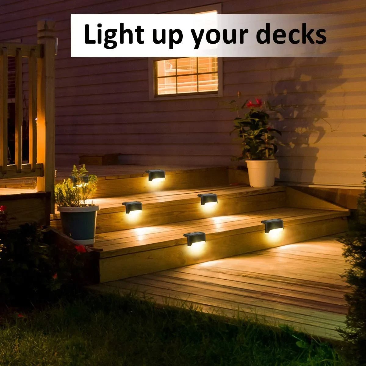 🎄 Solar Deck Lights, Automatically ON/OFF💡 4 PCS IN 1 Set
