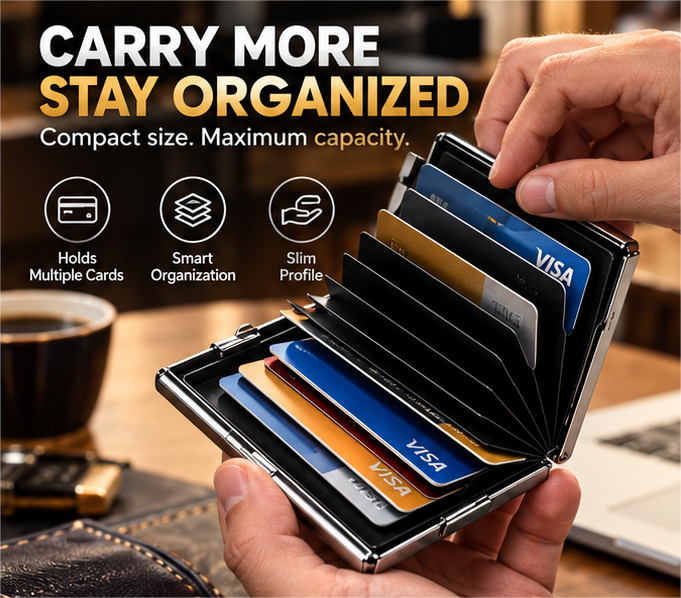 Metal wallet card organization