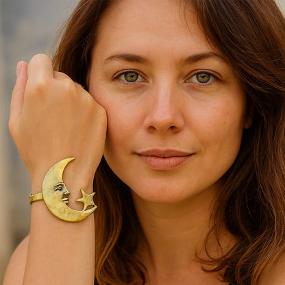 Luna & Solace Guiding Light Star and Moon Open Bracelet