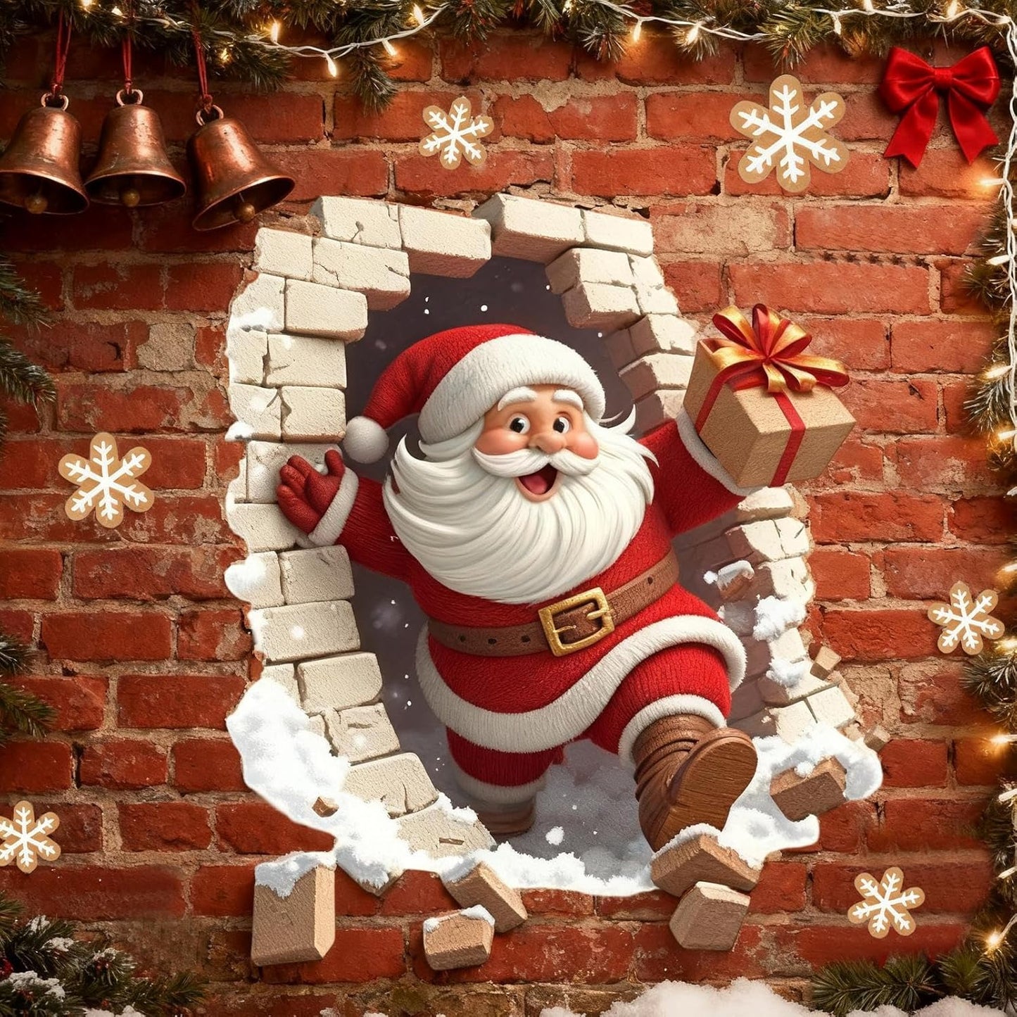 🔥 Hot Sale 49% OFF | 🎅 3D Wall-Breaking Santa Claus Sticker