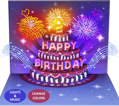 🎉 LIGHTS & SOUND Pop-Up Happy Birthday Card 🎂🎶