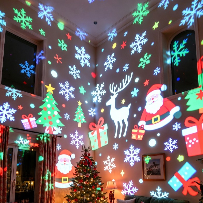 🎁 Christmas Projection Lamp 5V/1A with 16 Patterns USB Powered for Home 🎅