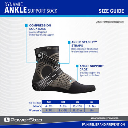 Dynamic Ankle Support Sock | Compression Sock & Ankle Support Brace for Ankle Pain and Injuries