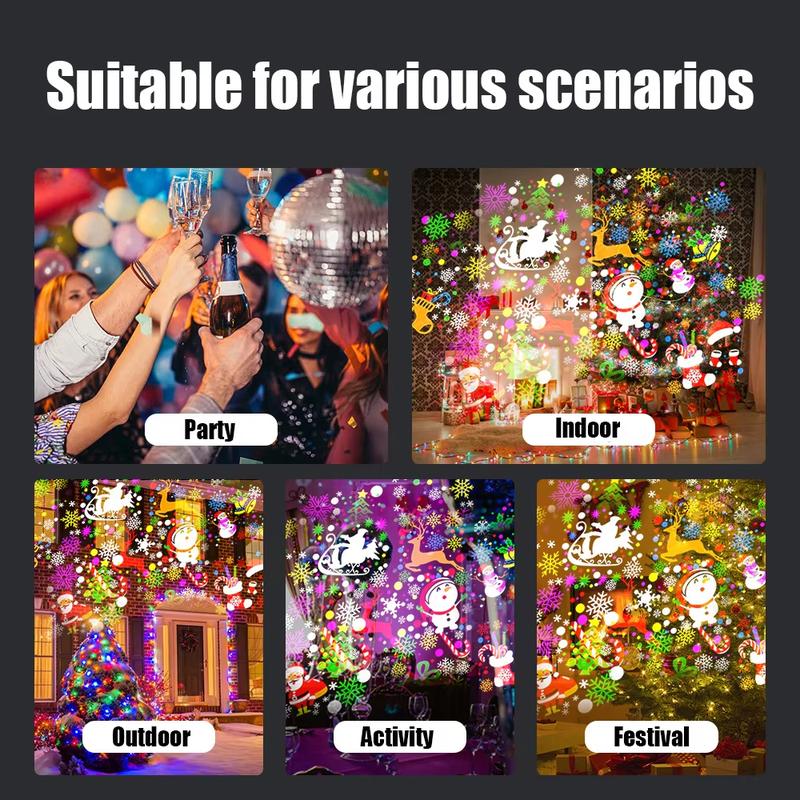 🎁 Christmas Projection Lamp 5V/1A with 16 Patterns USB Powered for Home 🎅