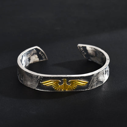 Imperial Heritage Mongolian German Mark Silver Coin Bangle Ring