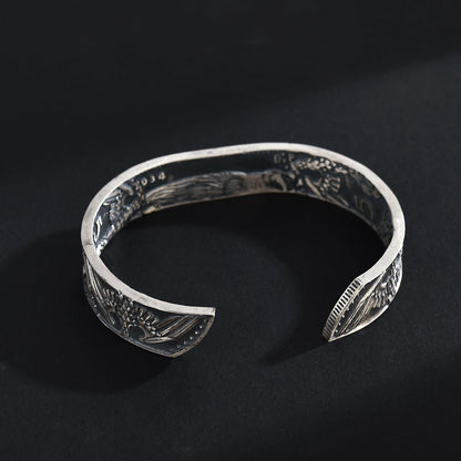 Imperial Heritage Mongolian German Mark Silver Coin Bangle Ring