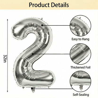 🎉✨2026  Large Foil Number Balloons – 🎆Perfect for Graduation  & New Year Party Decor
