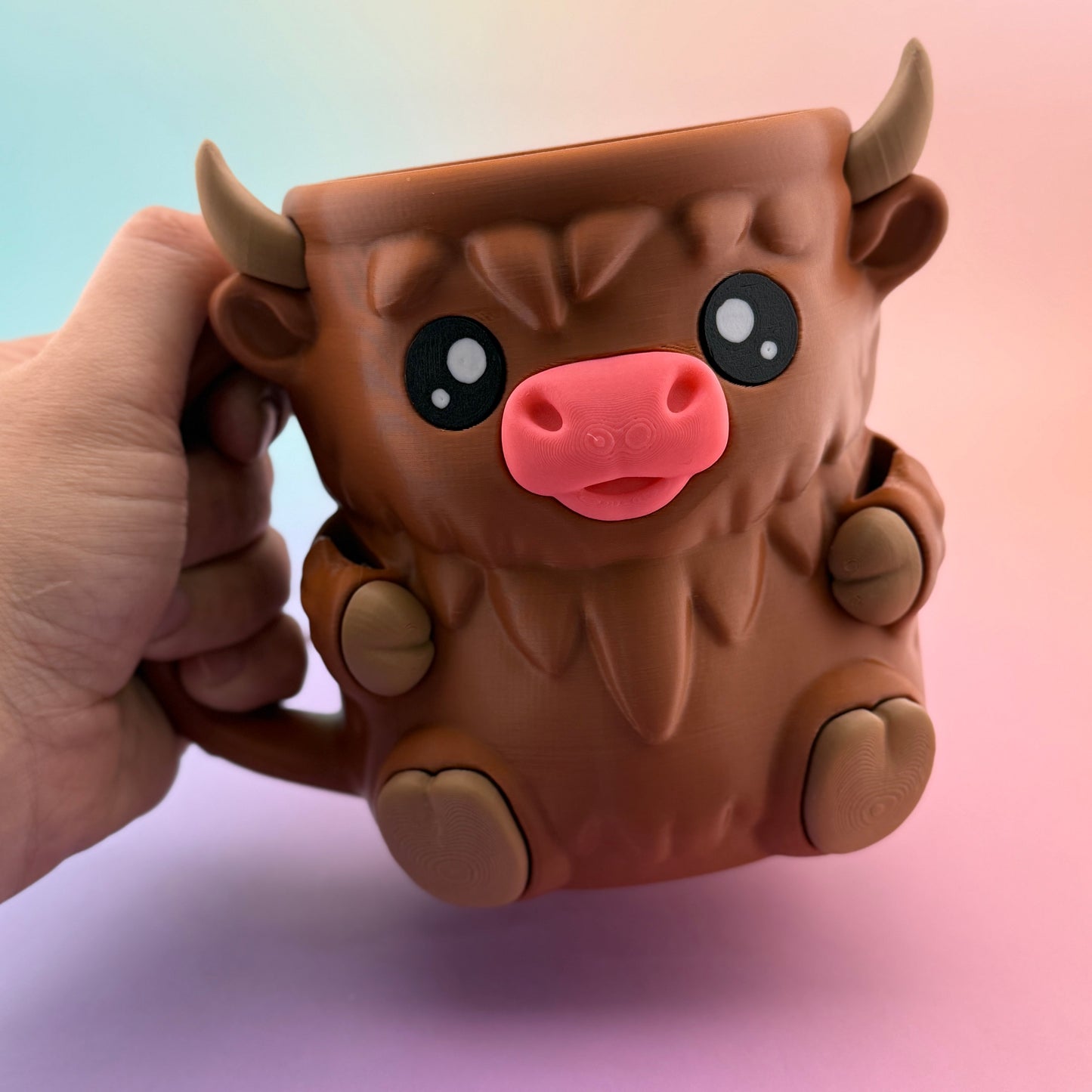 Ferdinand the Highland Cow Ice Cream Pint Holder – Cute Dessert Cozy with Hidden Snack Drawer – Fun Gift for Ice Cream Lovers & Cow Fans