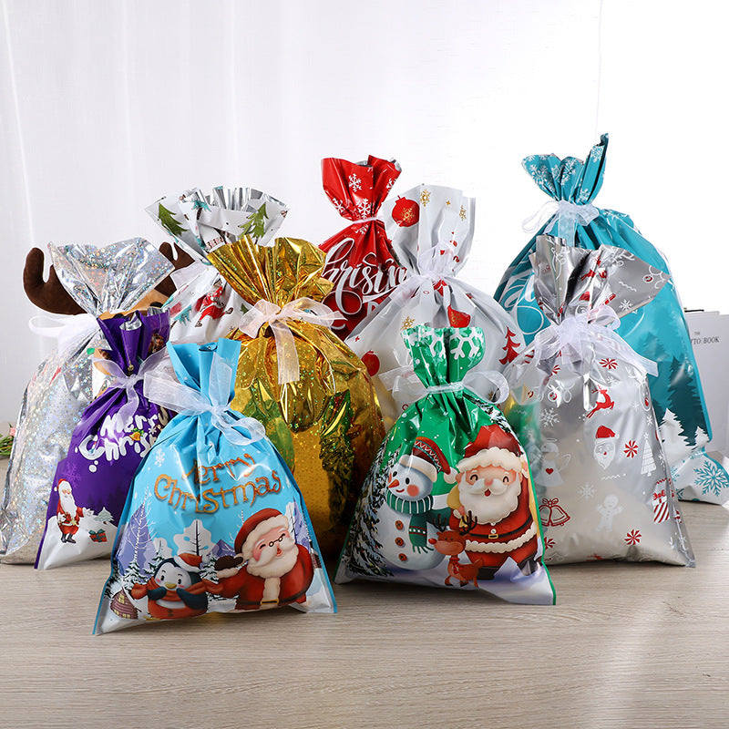 🎁 Christmas Drawstring Gift Bags🎄 — Assorted Sizes for Easy Holiday Wrapping