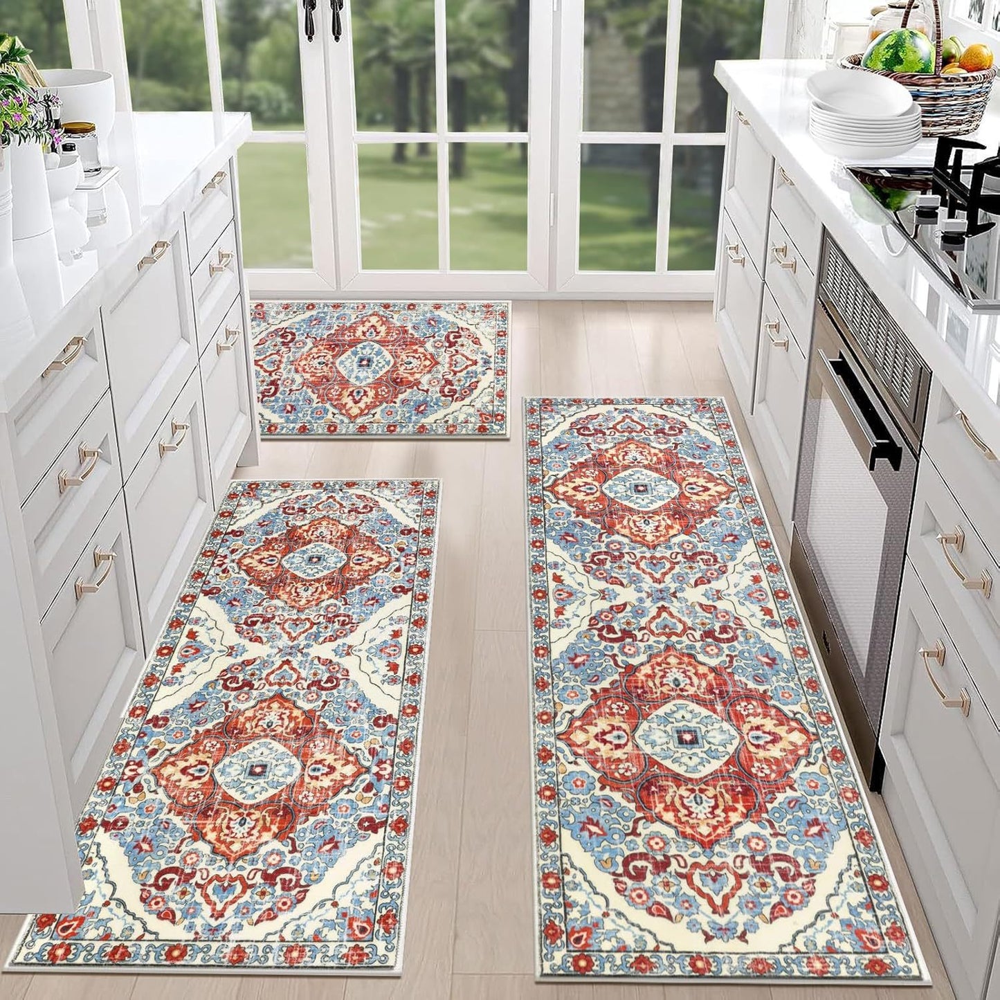 💖💖Boho Washable Kitchen Rugs Sets of 3 - Non Slip Kitchen Rugs