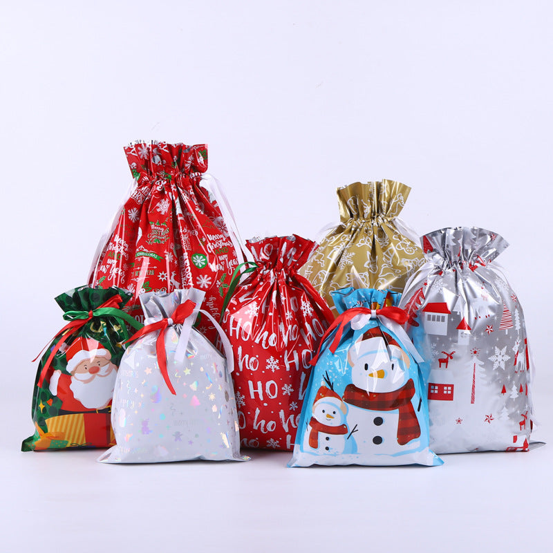 🎁 Christmas Drawstring Gift Bags🎄 — Assorted Sizes for Easy Holiday Wrapping