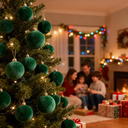 🎄 Christmas Flash Sale 🎁 49% OFF ✨ 9 PCS Vintage 8CM Velvet Christmas Balls – Colorful Hanging Ornaments for Christmas Tree