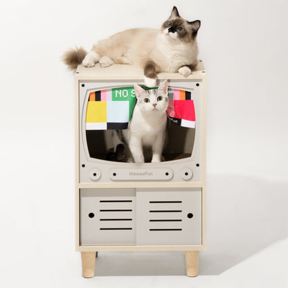 Wooden TV Cat House & Condo