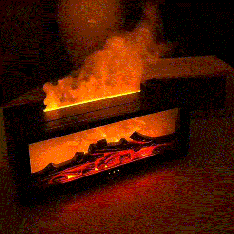 🎄Christmas Sale - 59% OFF🎁300ml Fireplace Flame Diffuser & Humidifier – Ultrasonic Essential Oil Mist Maker with Remote, 7-Color LED Light