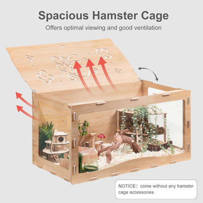Front-Enclosed Large Wooden Hamster Cage