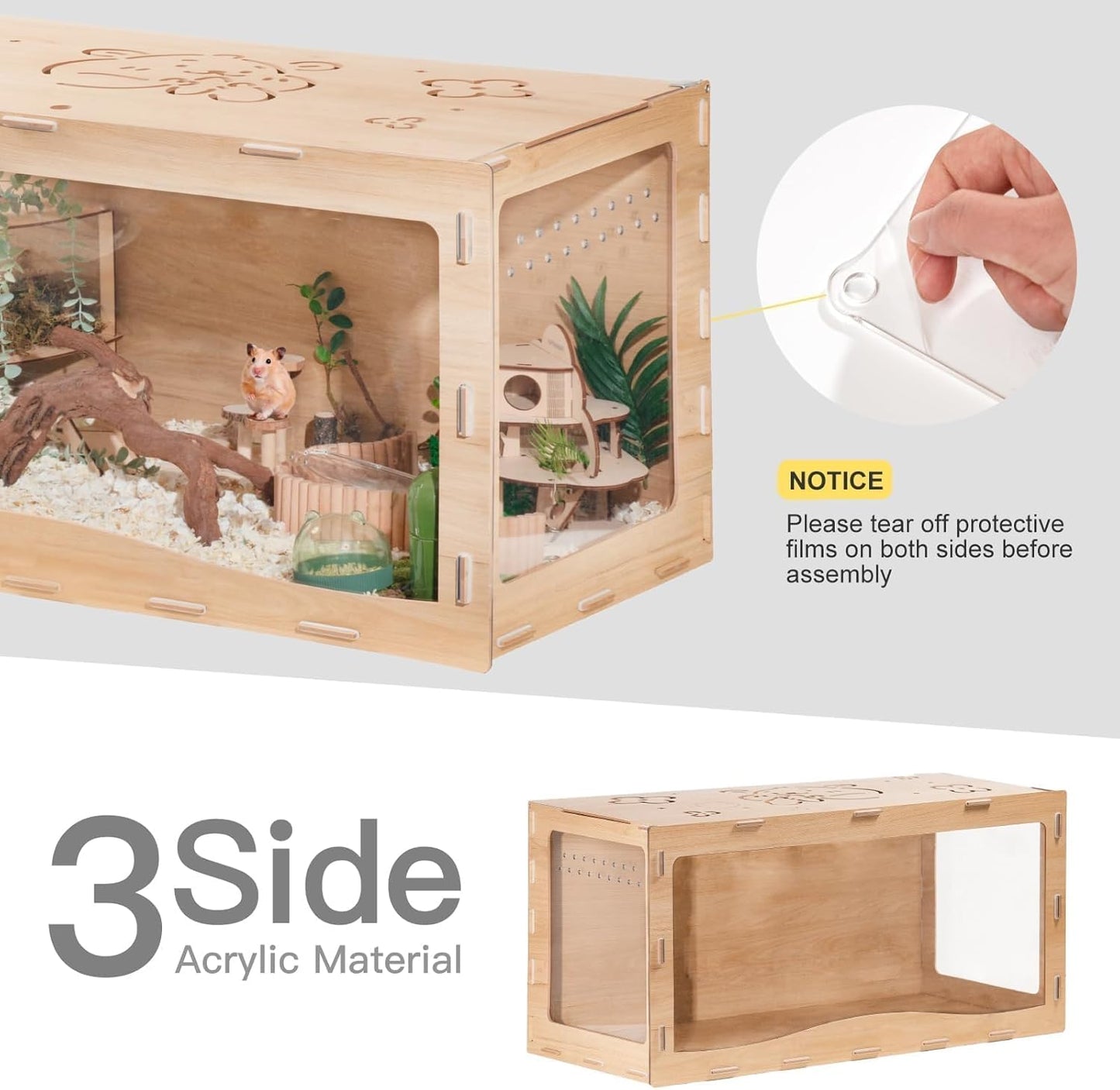 Front-Enclosed Large Wooden Hamster Cage