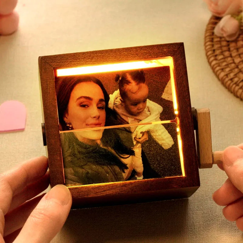 🎁🖼Custom Flipbook Frame Animation Machine Mechanical Hand Motion Photo Cube Album with Light