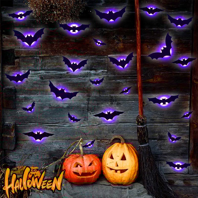 🦇Halloween 3D LED Glowing Bat Wall Decals - Spooky Light-Up Decor