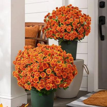 🔥Last Day Each- Artificial Outdoor Sunset Mums Flowers -  Waterproof, Windproof