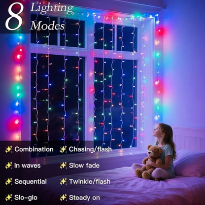 🎄 Christmas Sale - 59% OFF 🎁 🎄90s Retro Christmas Curtain Lights💡 — Multicolor LED Fairy Lights for Bedroom, Party & Holiday Decor🎁