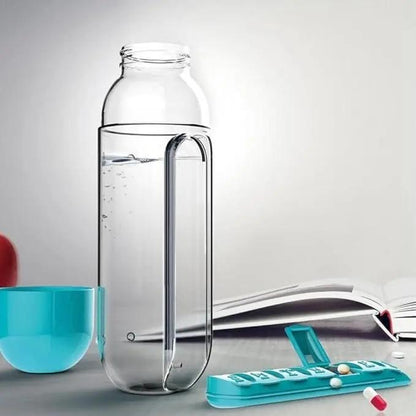 HydraPill 600ml Water Bottle with Pillbox.